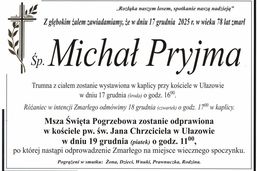 Zmarł Michał Pryjma [78 lat]