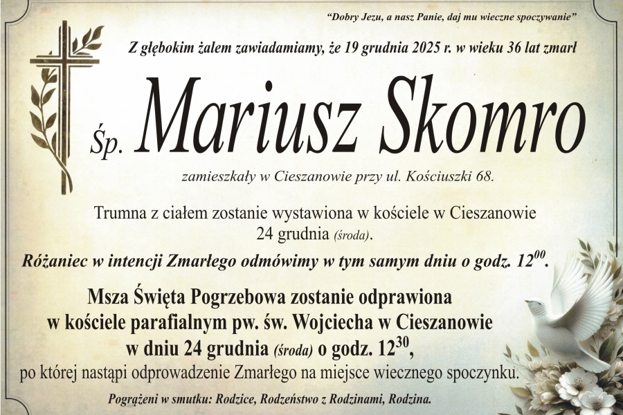 Zmarł Mariusz Skomro [36 lat]