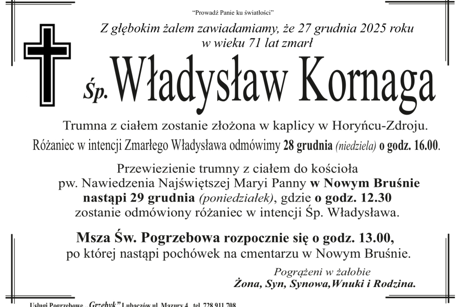 Zmarł Władysław Kornaga [71 lat]