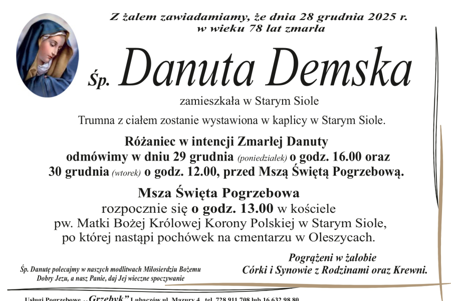 Zmarła Danuta Demska [78 lat]