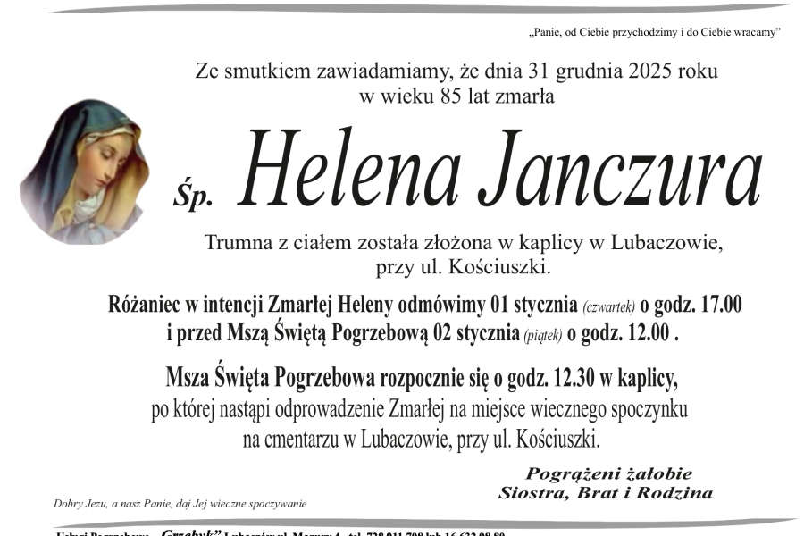 Zmarła Helena Janczura [85 lat]