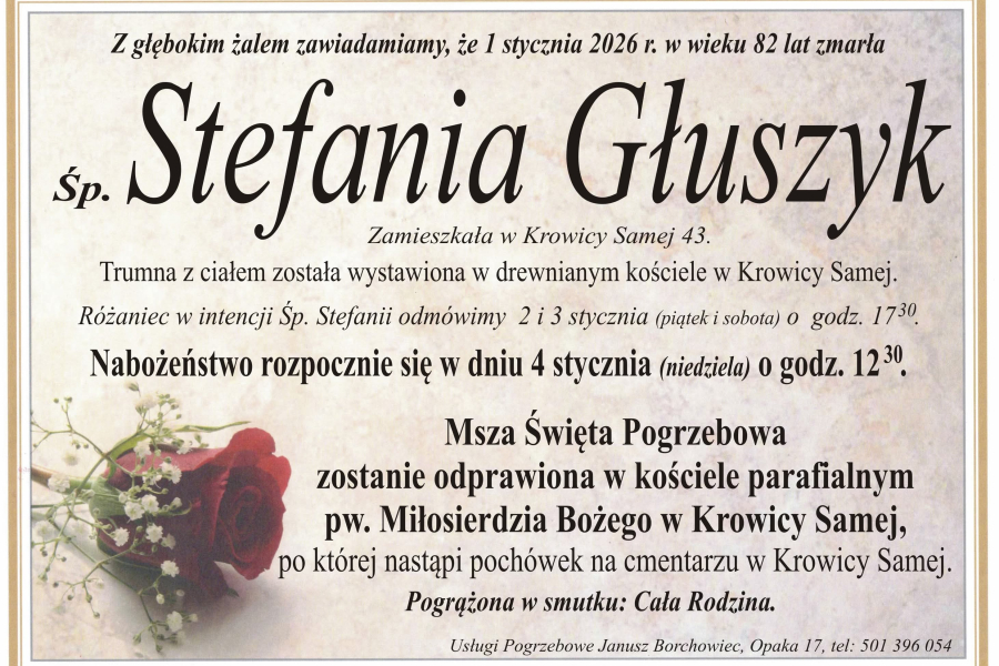 Zmarła Stefania Głuszyk [82 lata]