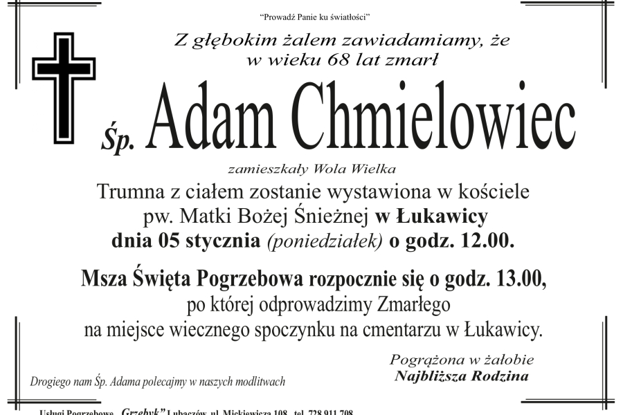 Zmarł Adam Chmielowiec [68 lat]