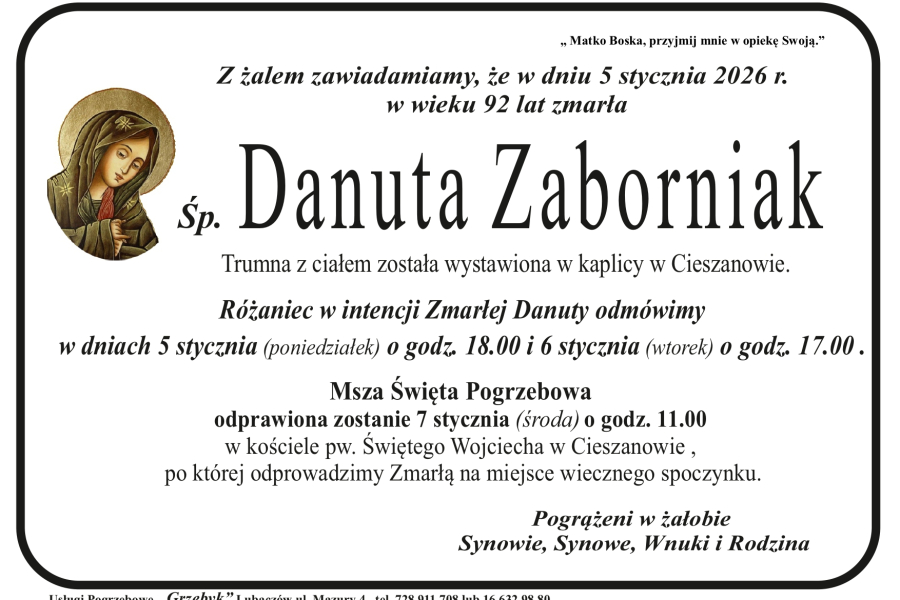 Zmarła Danuta Zaborniak [92 lata]