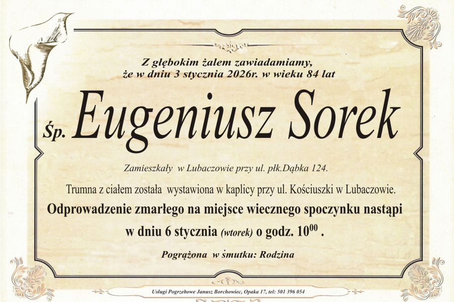Zmarł Eugeniusz Sorek [84 lata]