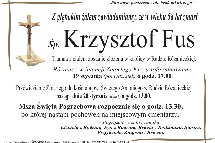 Zmarł Krzysztof Fus [58 lat]