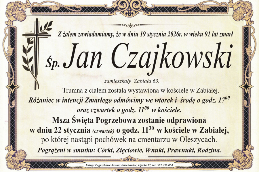 Zmarł Jan Czajkowski [91 lat]