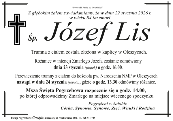 Zmarł Józef Lis [84 lata]