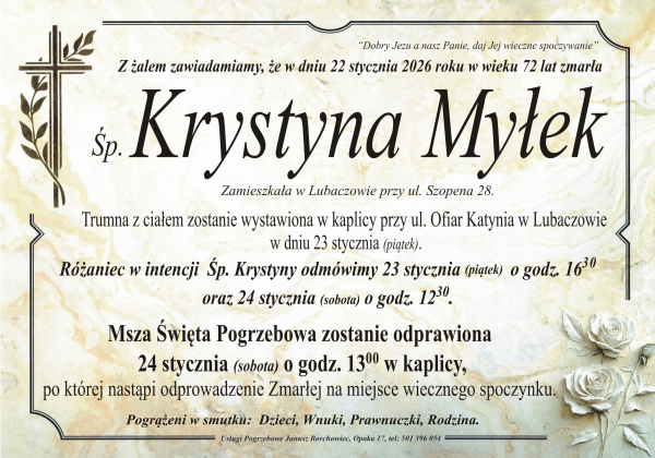 Zmarła Krystyna Myłek [72 lata]