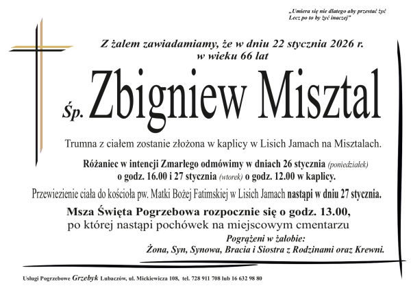 Zmarł Zbigniew Misztal [66 lat]