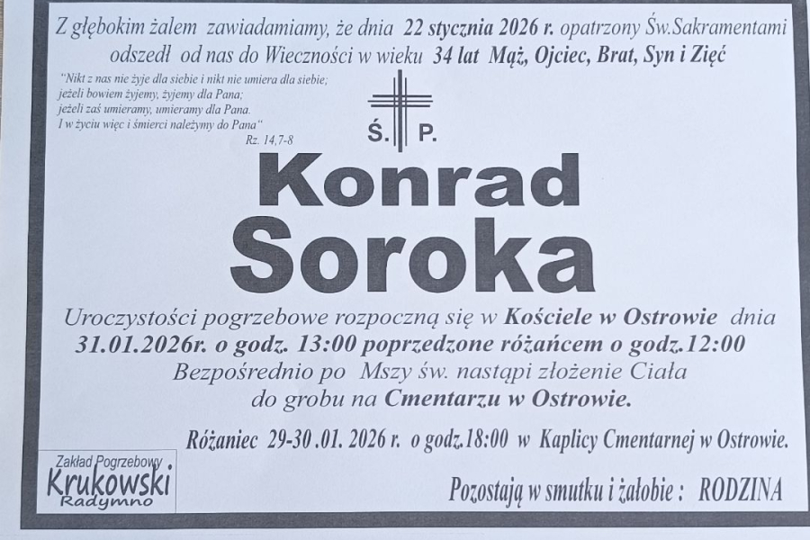 Zmarł Konrad Soroka [34 lata]