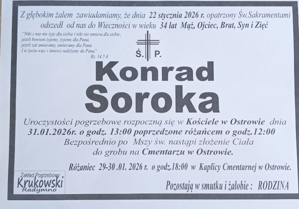 Zmarł Konrad Soroka [34 lata]