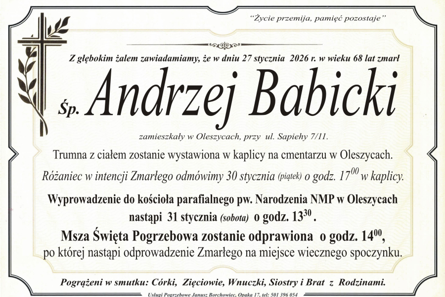 Zmarł Andrzej Babicki [68 lat]