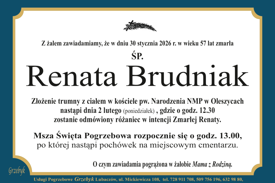 Zmarła Renata Brudniak [57 lat]