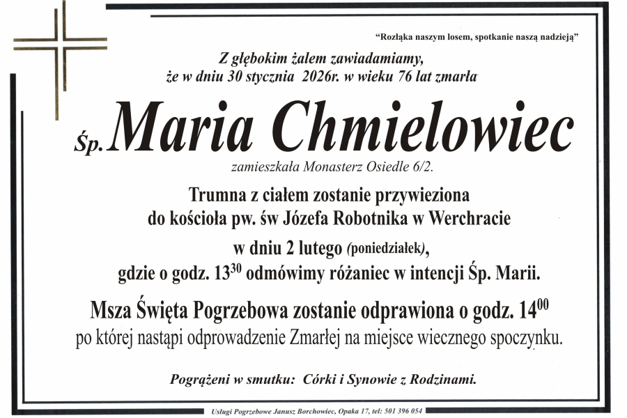 Zmarła Maria Chmielowiec [76 lat]