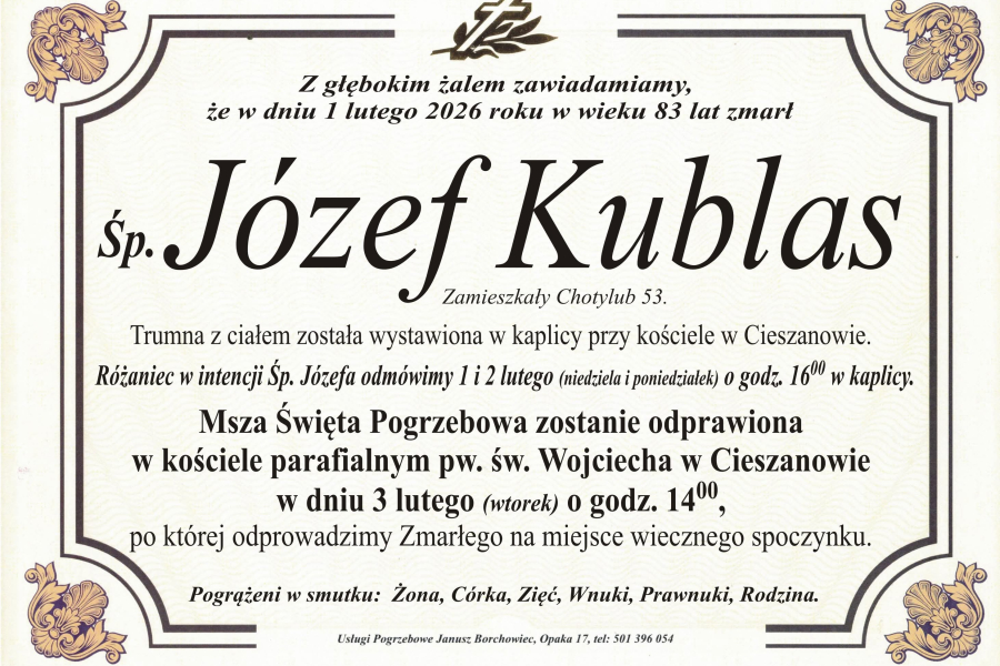 Zmarł Józef Kublas [83 lata]