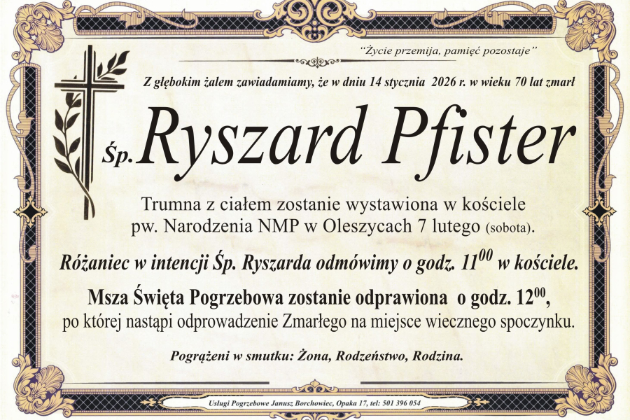 Zmarł Ryszard Pfister [70 lat]