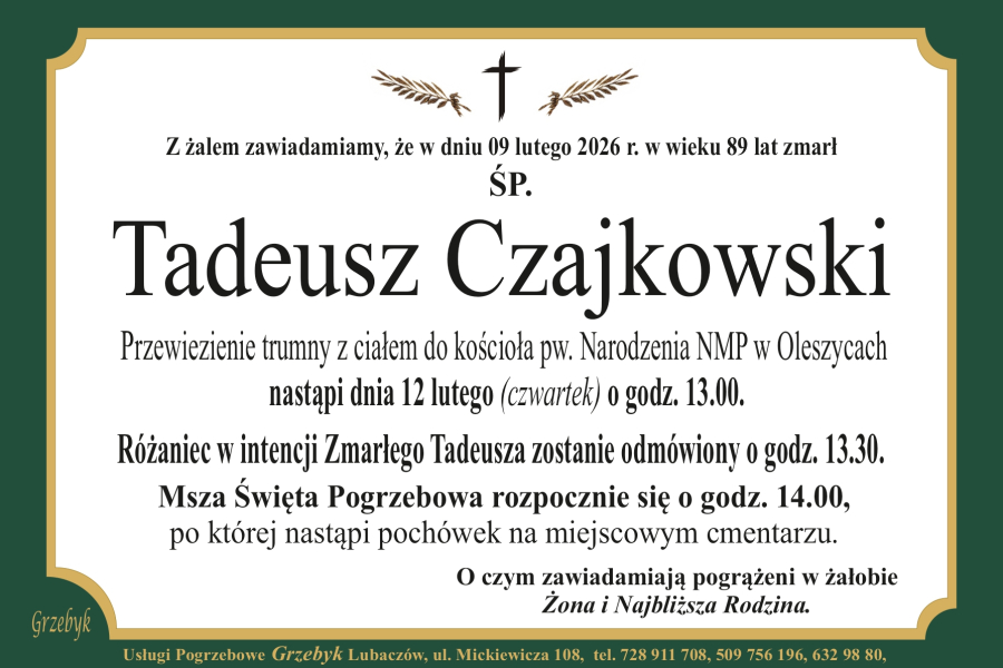 Zmarł Tadeusz Czajkowski [89 lat]
