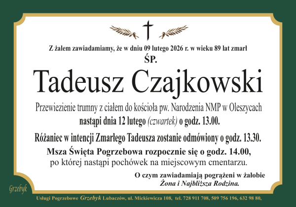 Zmarł Tadeusz Czajkowski [89 lat]