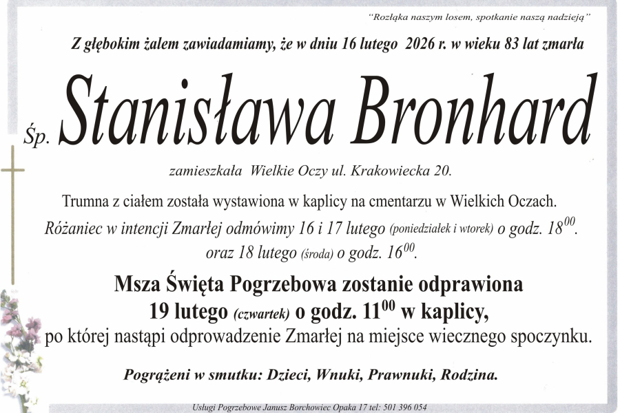 Zmarła Stanisława Bronhard [83 lata]