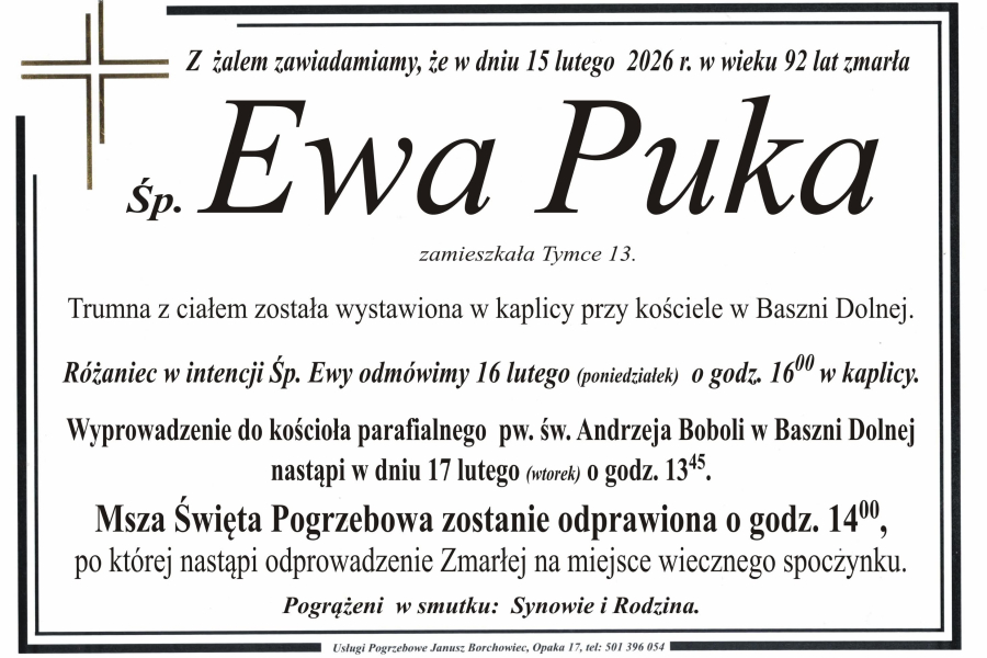 Zmarła Ewa Puka [92 lata]