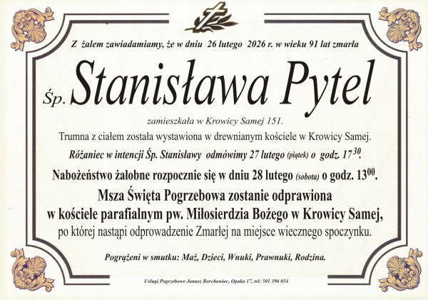 Zmarła Stanisława Pytel [91 lat]