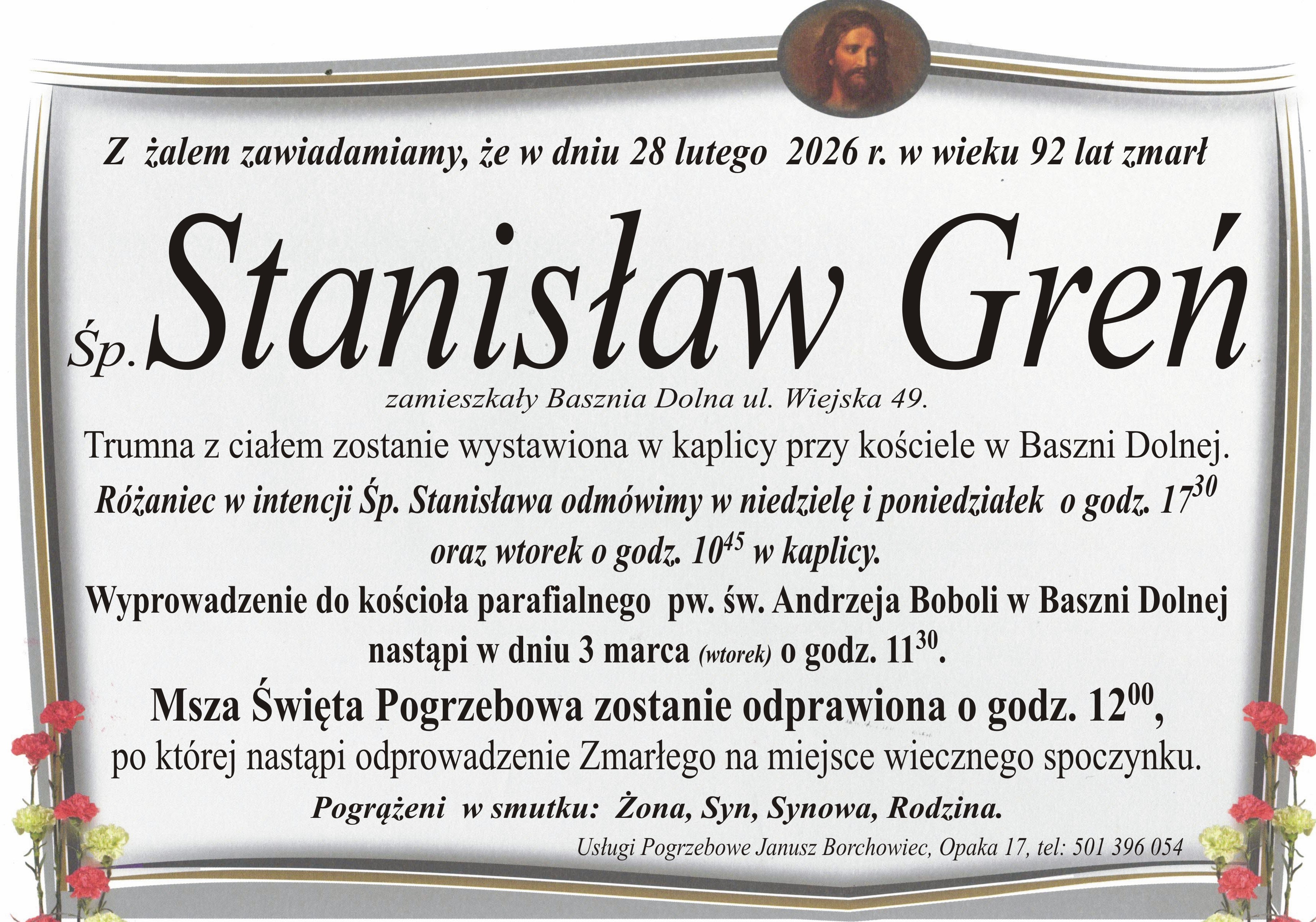 Zmarł Stanisław Greń [92 lata]