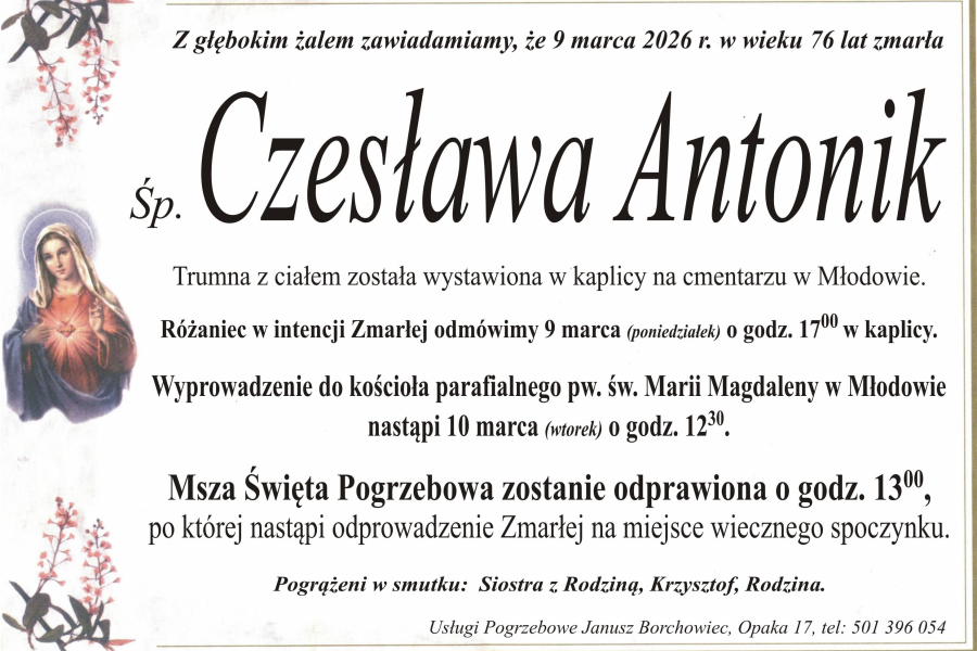 Zmarła Czesława Antonik [76 lat]