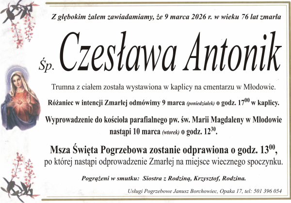 Zmarła Czesława Antonik [76 lat]