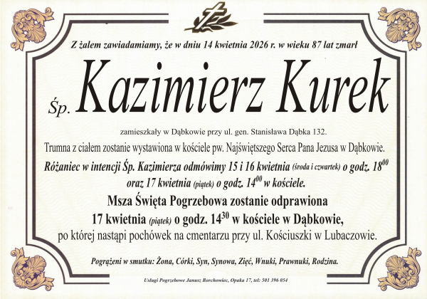 Zmarł Kazimierz Kurek [87 lat]
