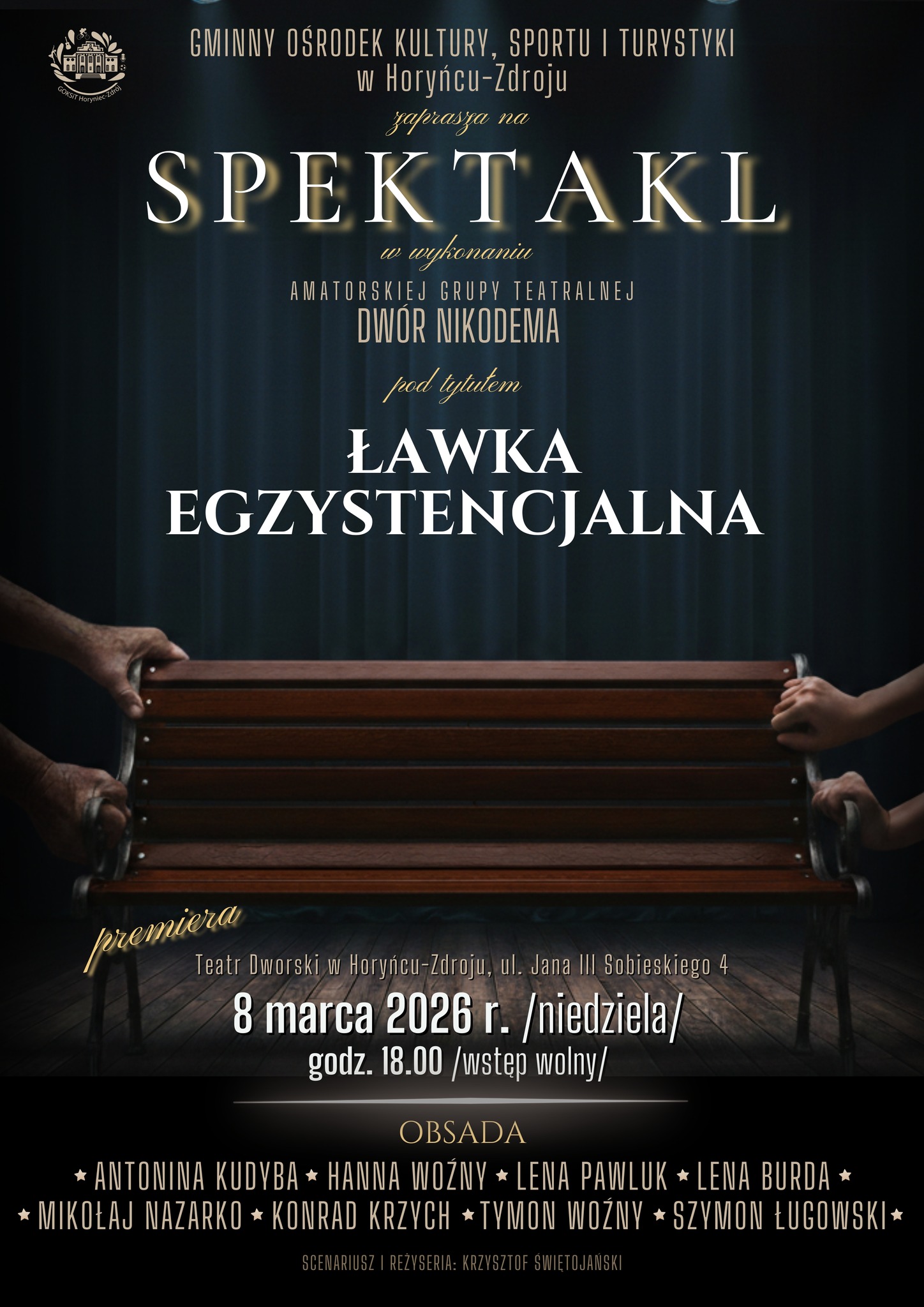 Spektakl „Ławka egzystencjalna” w Teatrze Dworskim w Horyńcu-Zdroju.