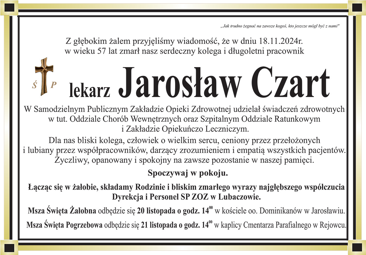 Zmarł Jarosław Czart