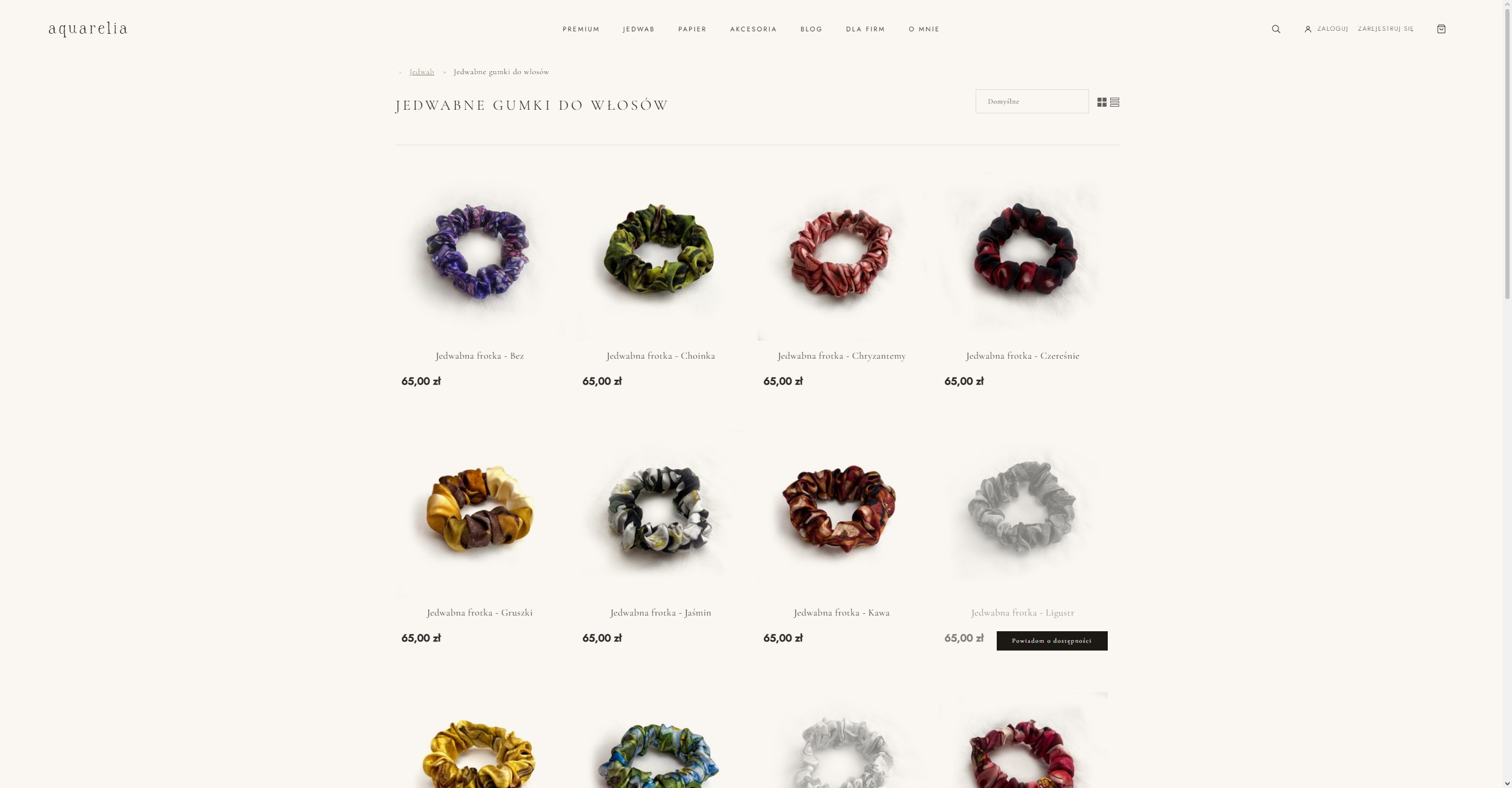 Jedwabne gumki do włosów - Sklep Aquarelia