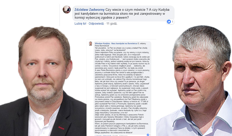 Kudyba kontra Zadworny. Ostre spięcie kandydatów na burmistrza Cieszanowa na Facebooku