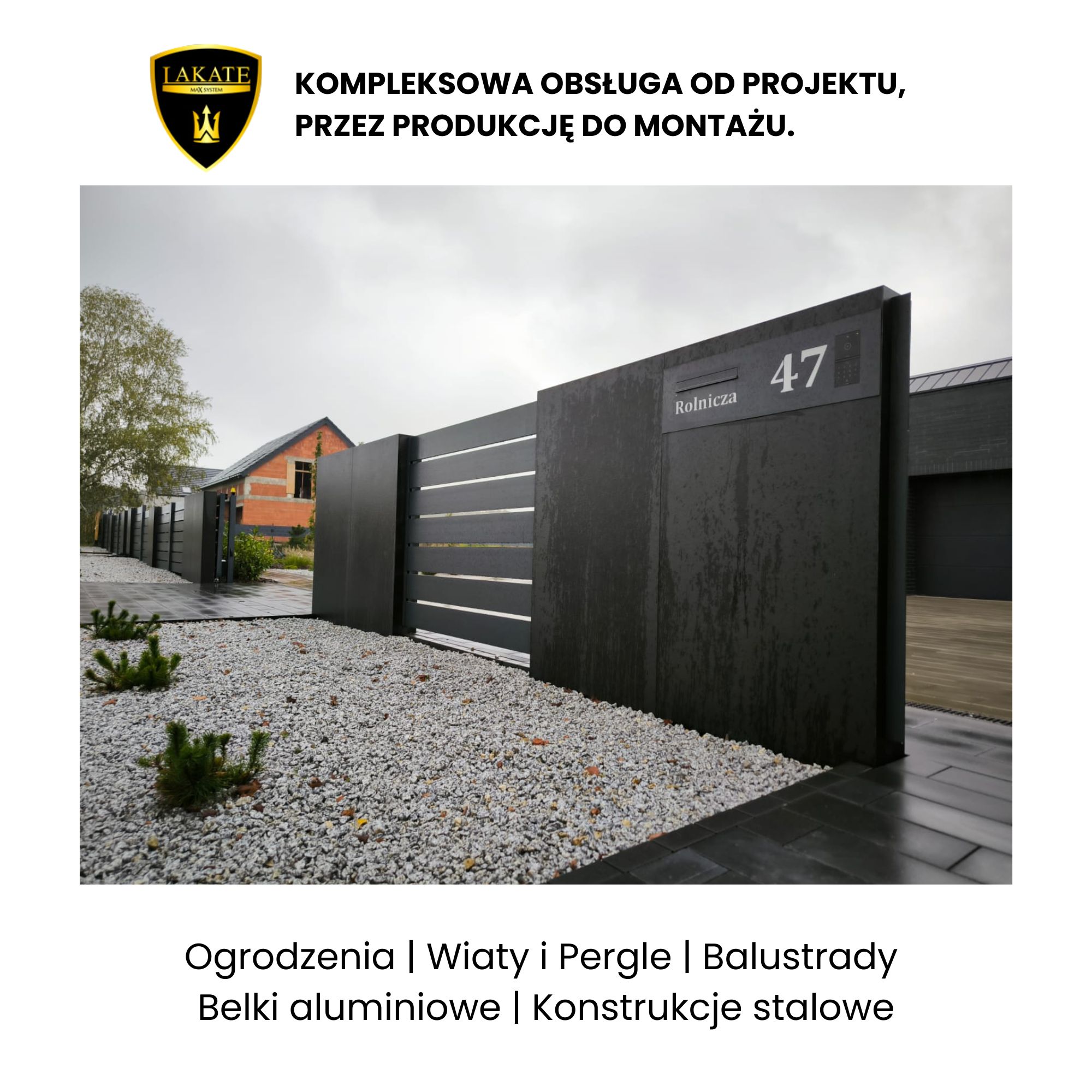 lakate,pl - ogrodzenia aluminiowe, spiek kwarcowy, pergole i wiaty samochodowe. 
