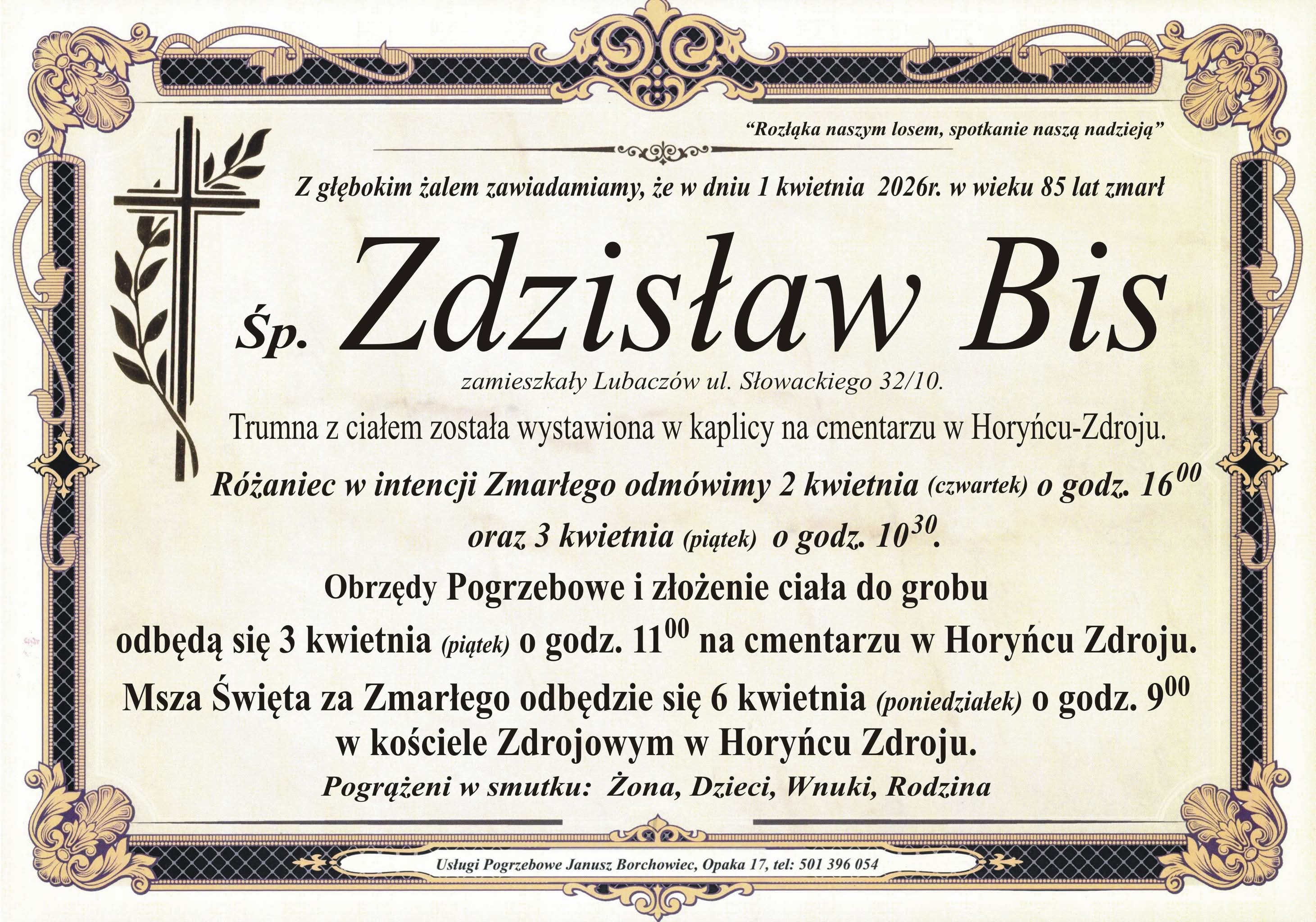 Zmarł Zdzisław Bis [85 lat]