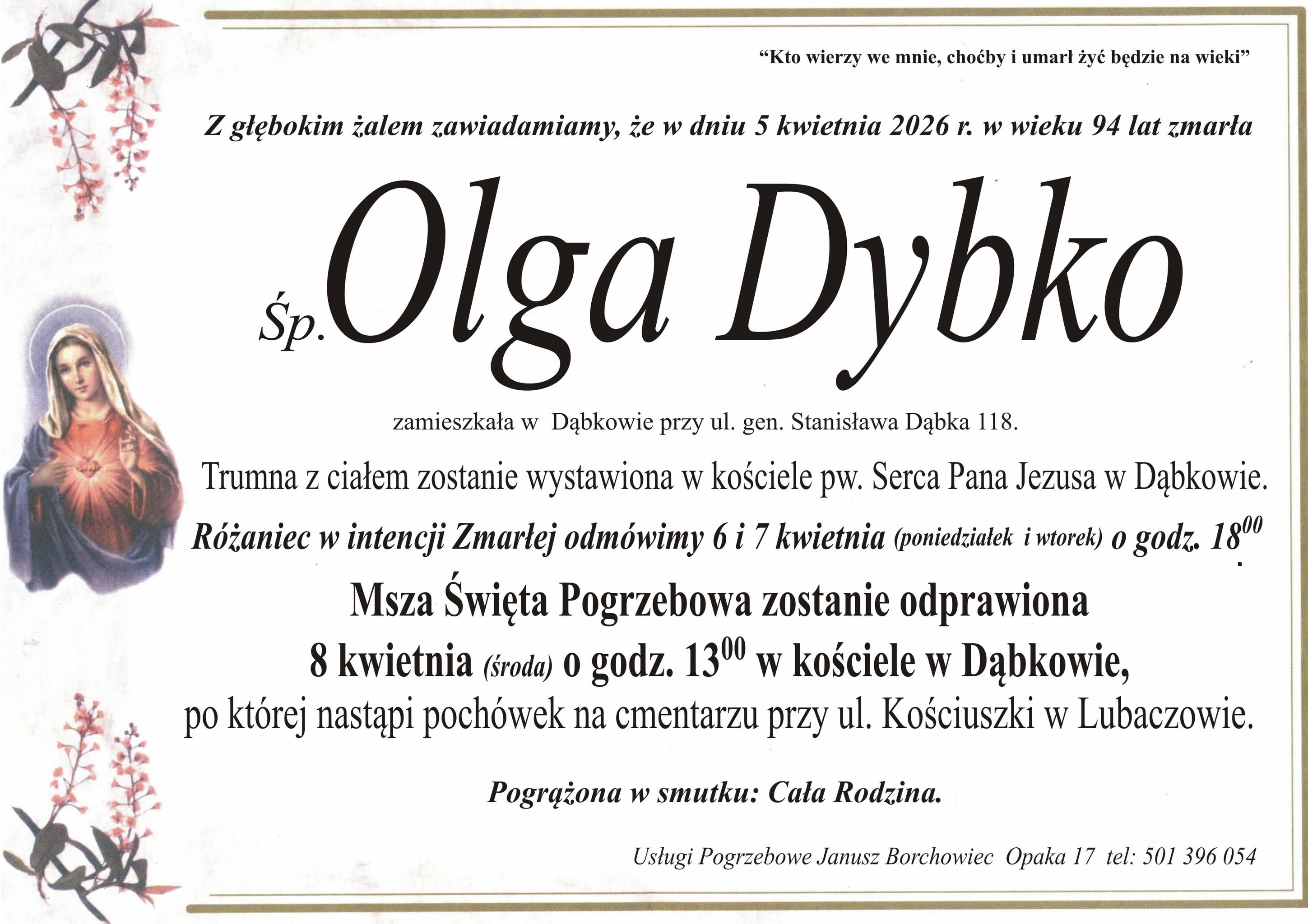 Zmarła Olga Dybko [94 lata]