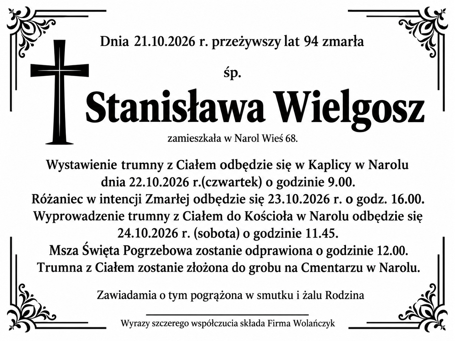 Zmarła Stanisława Wielgosz [94 lat]